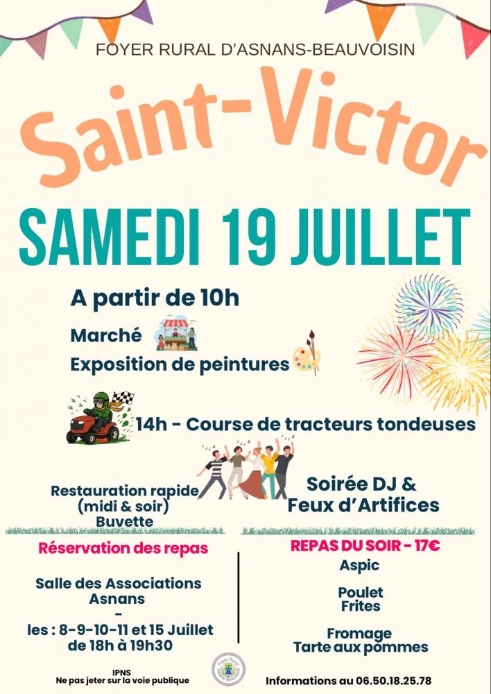 Fête de la Saint Victor SAMEDI 19 JUILLET 2025